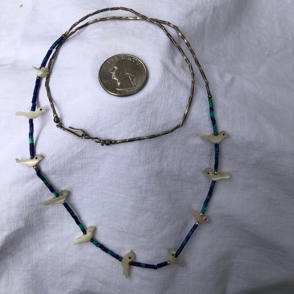 Vintage beaded bird necklace